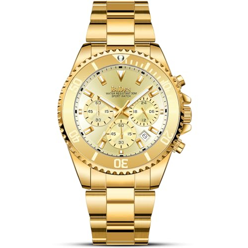 BIDEN Herren Analog Quarz Uhr mit Edelstahl Armband 0163 von BIDEN