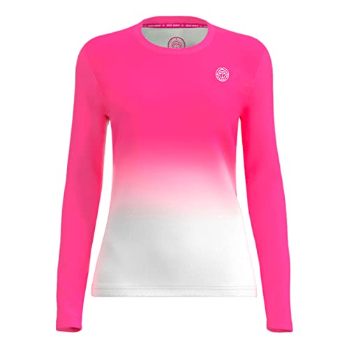 BIDI BADU Damen Crew Gradiant Longsleeve - pink, White, Größe:L von BIDI BADU