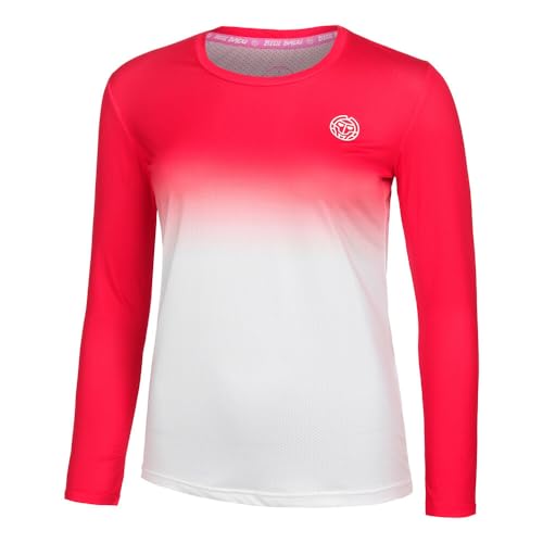 BIDI BADU Damen Crew Gradiant Longsleeve - red, White, Größe:S von BIDI BADU