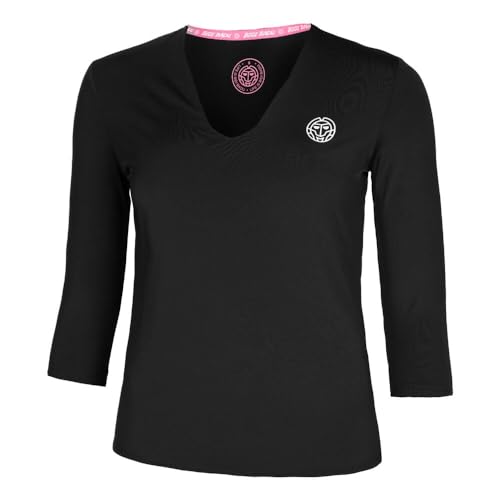 BIDI BADU Damen Crew V-Neck Longsleeve - Black, Größe:S von BIDI BADU