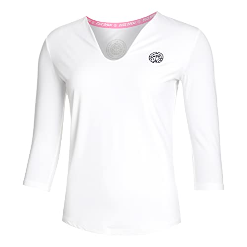 BIDI BADU Damen Crew V-Neck Longsleeve - White, Größe:L von BIDI BADU