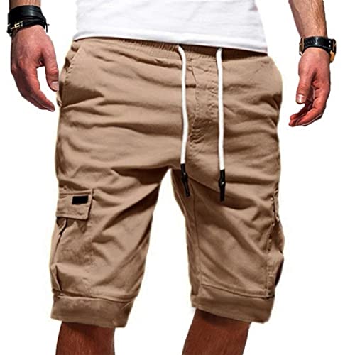 BIEDONGDA Cargo Shorts Herren Stretch Jogger Cargo Shorts Lässig Sporthose Regulär Fit Sommerhose Vintage Kurze Hosen Einfarbig Baumwolle Cargohose Freizeithose Weich Bequem Laufshorts von BIEDONGDA