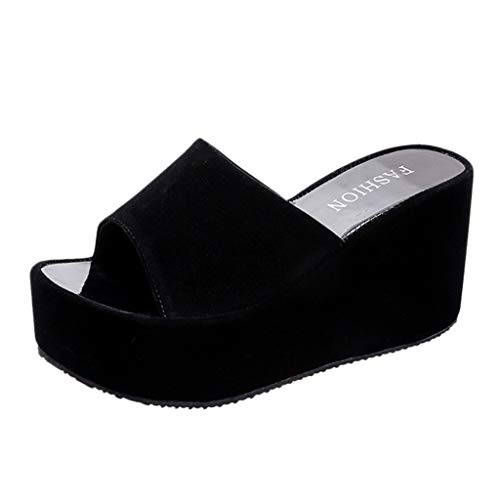 BIEDONGDA Plateausandalen Freizeitschuhe Latschen Pantoffeln Keile Schuhe Freizeitsandal Frauen Slip On Sandals Peeptoe Damen Hausschuhe Pantoletten Sommer Sandale Plateau Slippers von BIEDONGDA