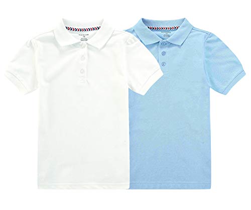 BIENZOE Jungen Antimikrobiell Kurzarm 2 Polo Pack Blau Weiß Größe 4/5 von BIENZOE