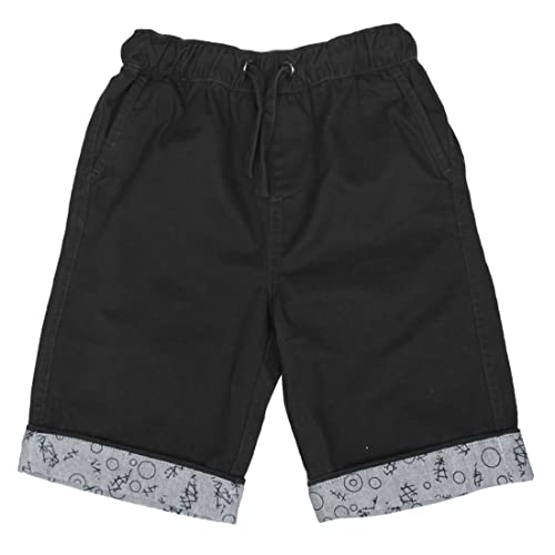 BIENZOE Jungen Baumwolle Köper Elastisch Taille Short Schwarz Größe 12 von BIENZOE
