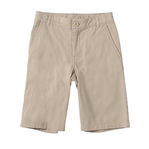 BIENZOE Jungen Baumwolle Schuluniformen Köper Bermuda Kurze Hose Khaki Größe 16 von BIENZOE