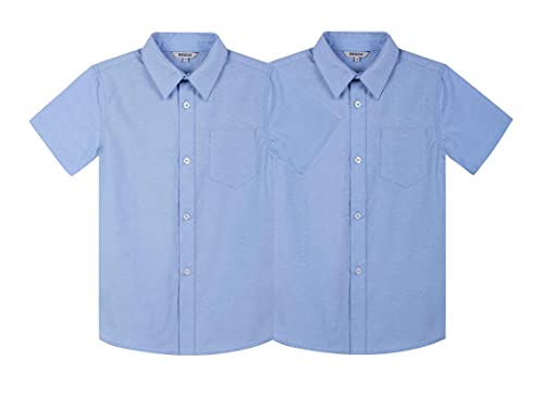 BIENZOE Jungen Schule Oxford Kurz Hemd 2Pcs Satz Blau 4 von BIENZOE