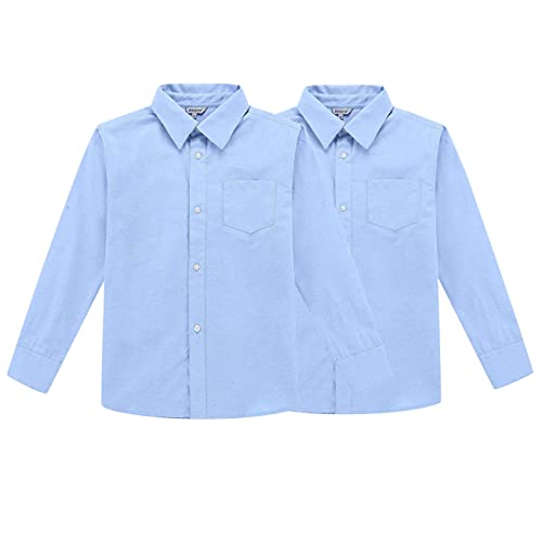 BIENZOE Jungen Schule Oxford Lange Hemd 2Pcs Satz Blau 16 von BIENZOE