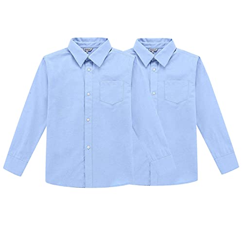 BIENZOE Jungen Schule Oxford Lange Hemd 2Pcs Satz Blau 6 von BIENZOE
