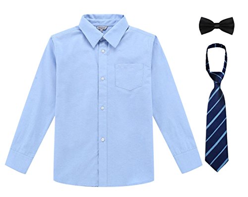 BIENZOE Jungen Schuluniform Lange Oxford Hemd Pack Blau Größe 12 von BIENZOE