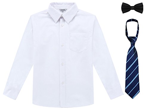BIENZOE Jungen Schuluniform Lange Oxford Hemd Pack Weiß Größe 4 von BIENZOE