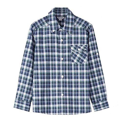 BIENZOE Jungen Warmer Flanell-Knopf Unten Langarmshirts Hemd Grün Größe 11/12 von BIENZOE