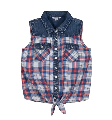 BIENZOE Mädchen Baumwolle Blusen Denim Blau 14(DE 11-12 Jahre) von BIENZOE