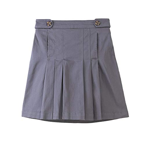 BIENZOE Mädchen Baumwolle Dehnbar Elastische Taille Falten Röcke Grau XL von BIENZOE