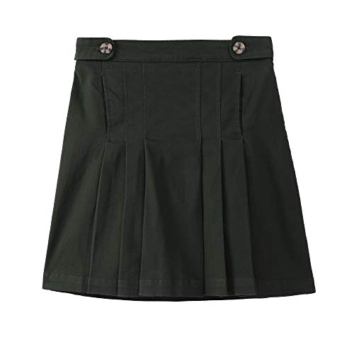 BIENZOE Mädchen Baumwolle Dehnbar Elastische Taille Falten Röcke Schwarz XL von BIENZOE