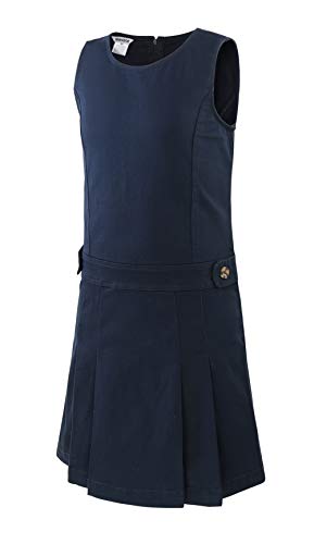 BIENZOE Mädchen Baumwolle Dehnbar Schuluniform Kleid Marine XS von BIENZOE