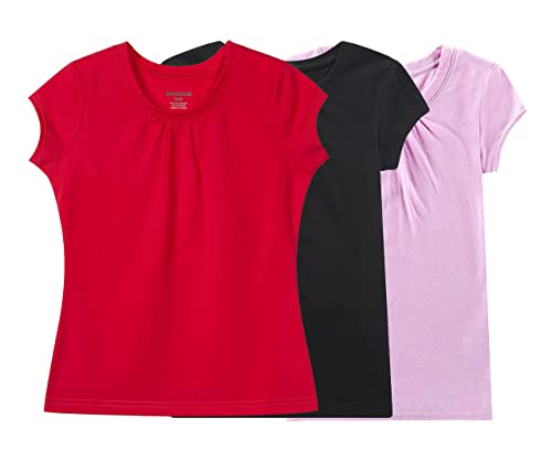 BIENZOE Mädchen Schnelltrocknend Kurzarm T-Shirt 3pc Satz F 10/12(9-10 Jahre) von BIENZOE