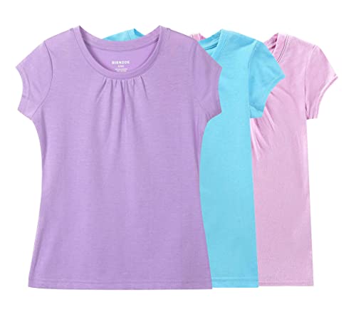 BIENZOE Mädchen Schnelltrocknend Kurzarm T-Shirt 3pc Satz K 7/8(7-8 Jahre) von BIENZOE
