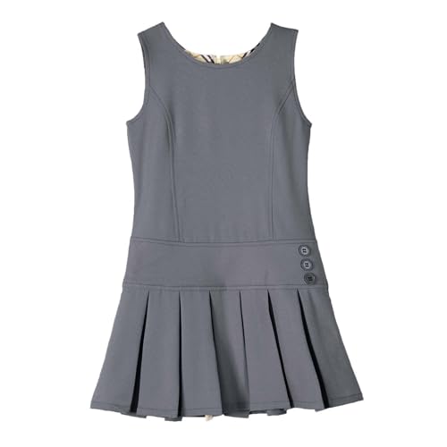 BIENZOE Mädchen Stretchy Schuluniformen Plissee Jumper Kleider Grau 10 von BIENZOE