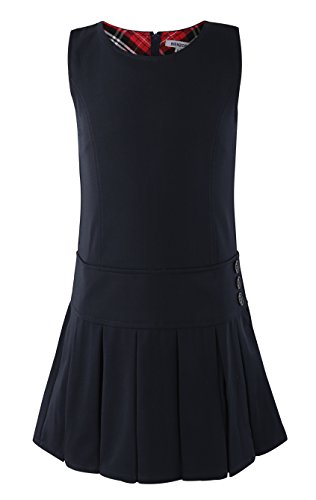 BIENZOE Mädchen Stretchy Schuluniformen Plissee Jumper Kleider Schwarz 14 von BIENZOE
