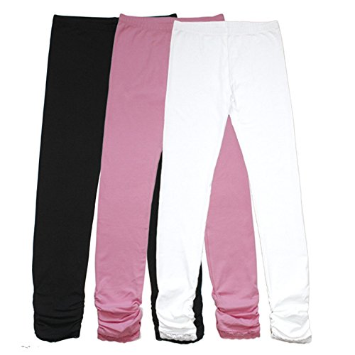 BIENZOE Mädchen Strick Baumwolle Stretch Schuluniform 3 Leggings Packung 4 von BIENZOE