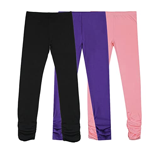 BIENZOE Mädchen Strick Baumwolle Stretch Schuluniform 3 Leggings Packung G 10(DE 140) von BIENZOE