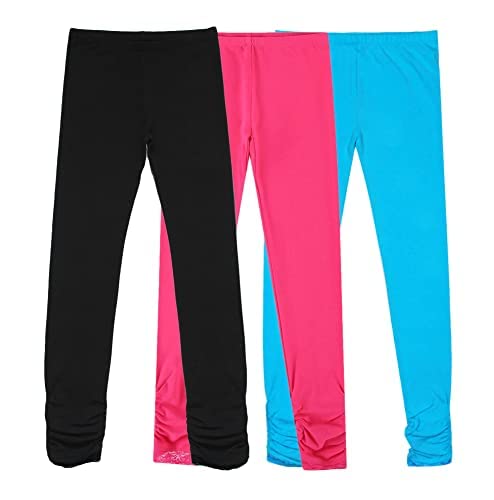 BIENZOE Mädchen Strick Baumwolle Stretch Schuluniform 3 Leggings Packung H 10(DE 140) von BIENZOE