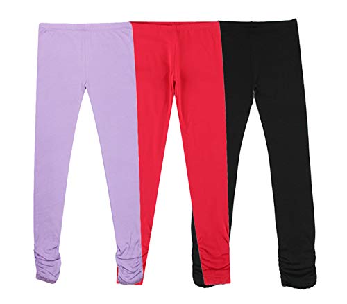 BIENZOE Mädchen Strick Baumwolle Stretch Schuluniform 3 Leggings Packung F 10(DE 140) von BIENZOE