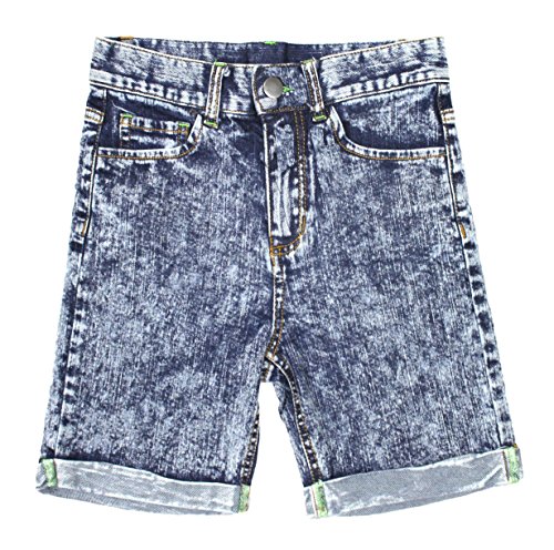 BIENZOE Mädchen Weiche Hohe Taille Dehnbar Jeans Shorts Hellblau größe 16 von BIENZOE