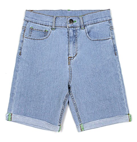BIENZOE Mädchen Weiche Hohe Taille Dehnbar Jeans Shorts Rein Blau Größe 10 von BIENZOE
