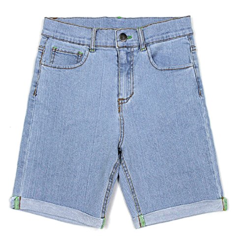 BIENZOE Mädchen Weiche Hohe Taille Dehnbar Jeans Shorts Rein Blau größe 16 von BIENZOE