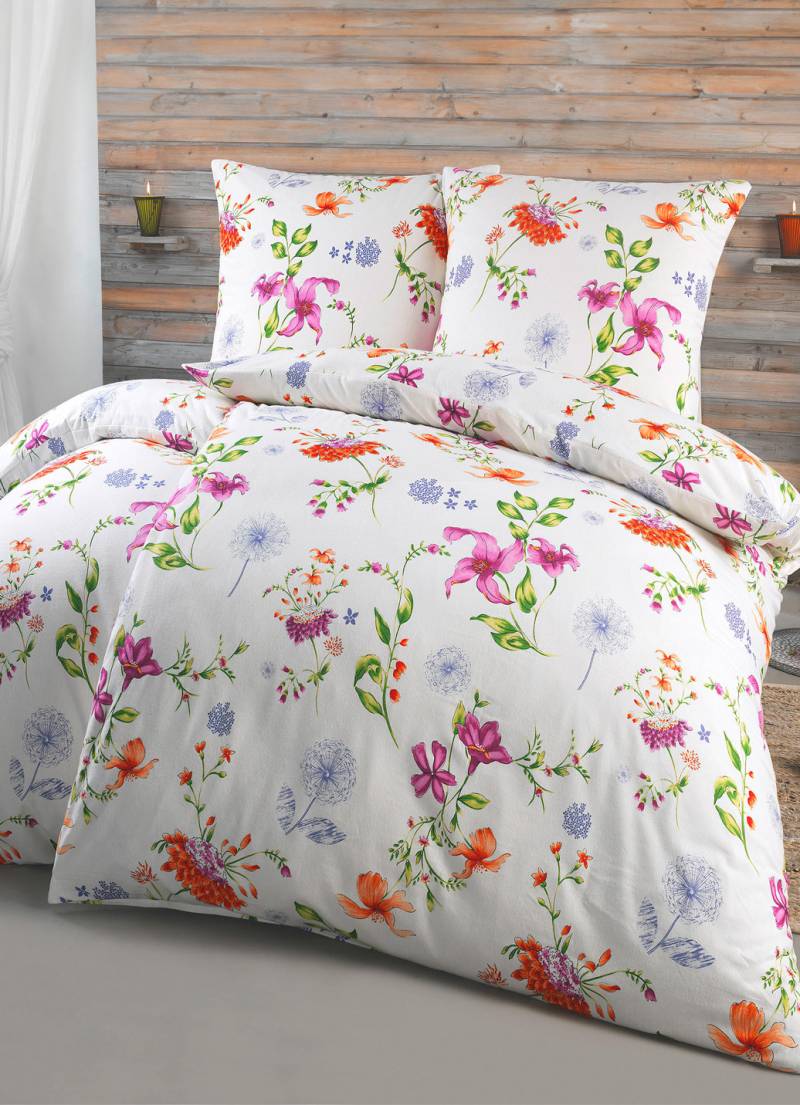 Bierbaum Bettwäsche-Garnitur mit traumhaftem Blütendessin, Größe 112 (80x80 cm + 135x200 cm), Multicolor von BIERBAUM