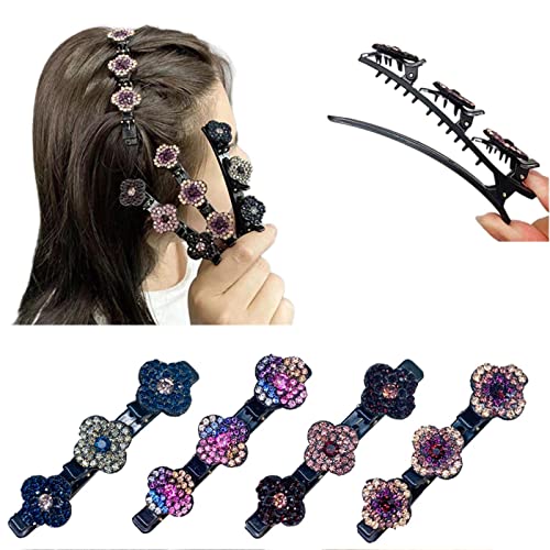 2022 Neue glitzernde Kristall-Stein geflochtene Haarspangen geflochtene Haarspange mit Strasssteinen für Frauen Satin-Stoff-Haarbänder Strass-Haarspange Seitenclip Kopfbedeckung von BIERDAN