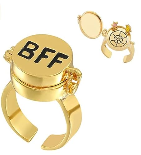 BIERDAN Beste Freunde für Immer klingeln 14 Karat Gold Anime Ästhetik BFF Ringe Süßes Paar Offene Kappe Ringe Schmuck Geschenke für Frauen Mädchen von BIERDAN