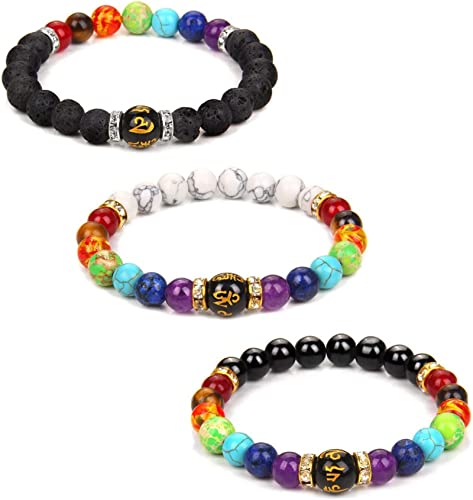Gesundheitsarmband Lymphdrainage-Chakra-Armband Naturstein-Yoga-Perlen-Armband Energie-Chakra-Schutz-Armband Gewichtsverlust-Armband für Frauen Männer von BIERDAN