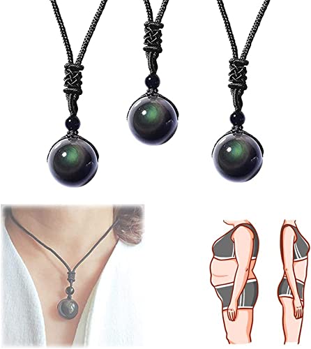 Natürlicher schwarzer Obsidian Regenbogen Augen Stein Halskette Kristallkugel Obsidian Halskette Vintage geflochtene Obsidian Halsketten Lymphdrainage Halskette für Männer Frauen von BIERDAN