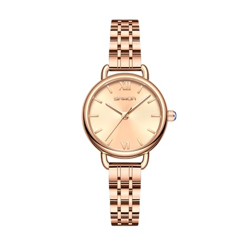 BIEWO Damen Uhr Armbanduhr für Frauen Mode Stil Quarz Analog Uhren Edelstahl Band Frauen Casual Damen Uhr Weibliche Armbanduhr Geschenk, Edelstahl Roségold von BIEWO