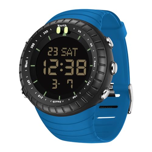 BIEWO Herren Digital Sportuhr Wasserdicht Militäruhr mit LED Hintergrundbeleuchtung Stoppuhr Alarm Uhr für Männer, blau, Armband von BIEWO