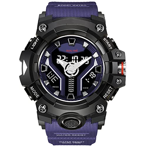 BIEWO Herren-Digitaluhr, Sport, elektronische Militär-Armbanduhr, wasserdichte Uhr, modische Uhr, Quarz-Armbanduhr, 8075 Blau von BIEWO