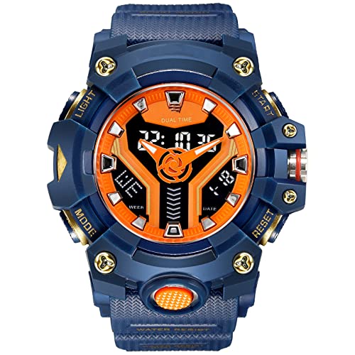 BIEWO Herren-Digitaluhr, Sport, elektronische Militär-Armbanduhr, wasserdichte Uhr, modische Uhr, Quarz-Armbanduhr, 8075 Dunkelblau von BIEWO