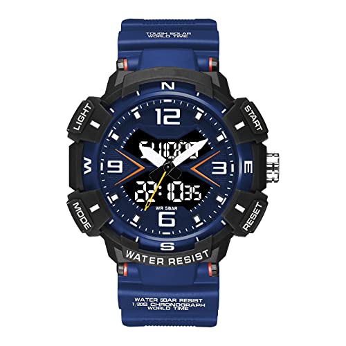 BIEWO Herren-Digitaluhr, Sport, elektronische Militär-Armbanduhr, wasserdichte Uhr, modische Uhr, Quarz-Armbanduhr, 8076 Blau von BIEWO