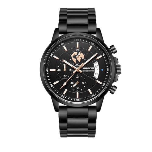 BIEWO Herrenuhr Armbanduhr für Männer Mode Quarz Analog Uhren Edelstahlband Casual Leder Armbanduhr Geschenk Chronograph Analog Uhr, edelstahl von BIEWO