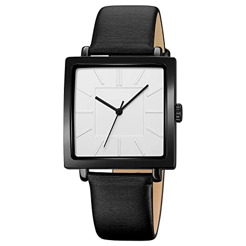 BIEWO Quadratische Damen-Armbanduhr, Quarz, Business-Uhren für Frauen, weiches Lederband, modisch, einfach, wasserdicht, lässig, Armbanduhr für Mädchen, Geschenk, schwarz/weiß BIEWO Quadratische Damen-Armbanduhr, Quarz, Business-Uhren für Frauen, weiches Lederband, modisch, einfach, wasserdicht, lässig, Armbanduhr für Mädchen, Geschenk, schwarz/weiß von BIEWO
