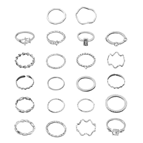 BIFHIG 1 Satz Gestapelte Punkringe, Gestapelte Ringe Mit Modischer Persönlichkeit, wasserdichte Alte Ringe, Damenschmuck. von BIFHIG