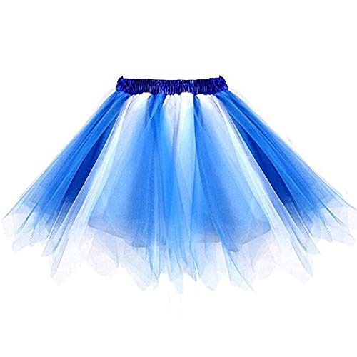 BIFINI Karnevalskostüme Damen übergröße Tüllrock Petticoat Tutu Damen Blau Weiß von BIFINI