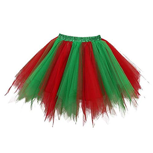 BIFINI Karnevalskostüme Damen übergröße Tüllrock Petticoat Tutu Damen Rot Grün von BIFINI