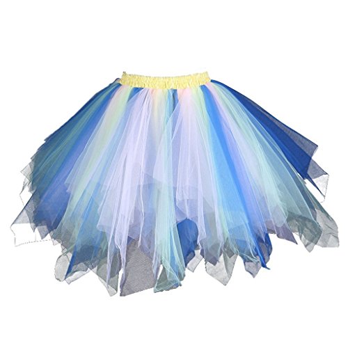 Karneval Erwachsene Damen 80's Tüllrock Tütü Röcke Tüll Petticoat Tutu Blau/Weiß von BIFINI