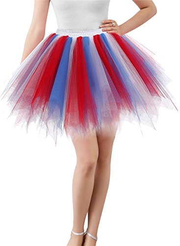 Karneval Erwachsene Damen 80's Tüllrock Tütü Röcke Tüll Petticoat Tutu Rot/Blau/Rosa von BIFINI