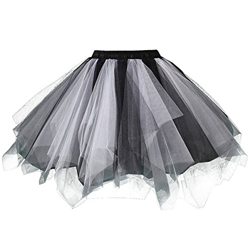 Karneval Erwachsene Damen 80's Tüllrock Tütü Röcke Tüll Petticoat Tutu Schwarz/Weiß von BIFINI