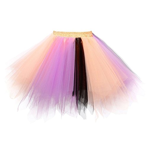 Karneval Erwachsene Damen 80's Tüllrock Tütü Röcke Tüll Petticoat Tutu Violett/Rosa/Schwarz von BIFINI